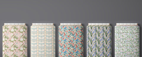 Little Joi: Primrose, Odette, Fraise, Lillia and Aurelia fabric bolts, now in 1m and 2m cuts