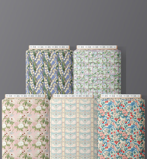 Little Joi: Primrose, Odette, Fraise, Lillia and Aurelia fabric bolts, now in 1m and 2m cuts